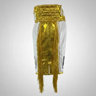 Side Stripe Luxury II BX White & Gold Gerry K Custom Boxing Shorts & Trunks