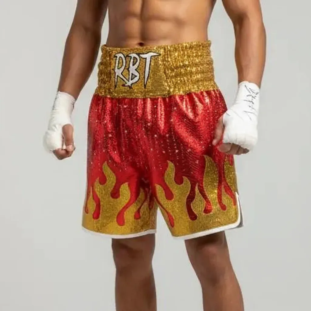 Fire BX 196019 Red & Gold Custom Boxing Shorts & Trunks