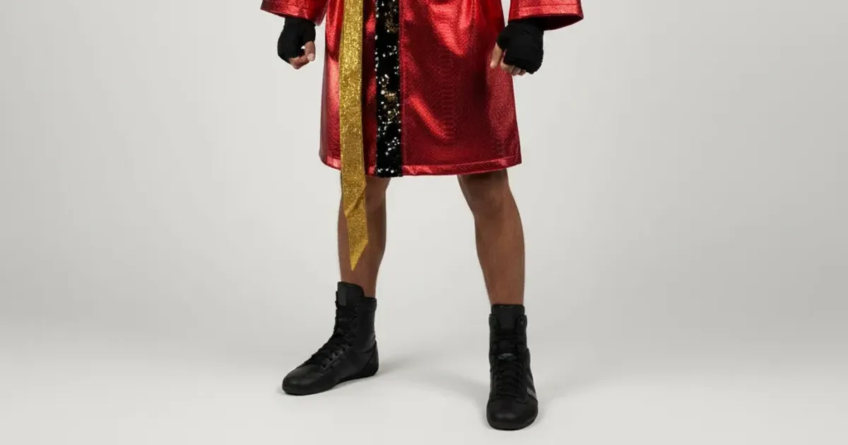 Easy Robe Custom Boxing Robe | Red Metallic Snake with Gold Sequin Belt ...