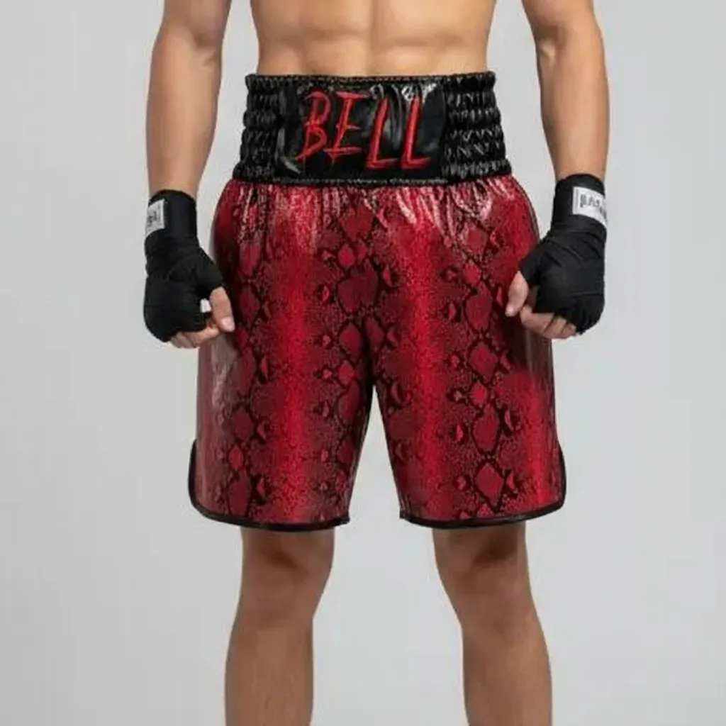 Classic BX 196098 Red & Black Contrast snake Custom Boxing Shorts & Trunks
