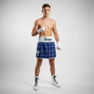 Classic Gla 194984 Blue Tartan & White Gladiator Shorts