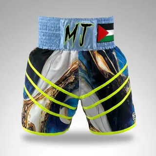 Rebel BX Blue Marble Mohamad J Custom Boxing Shorts & Trunks