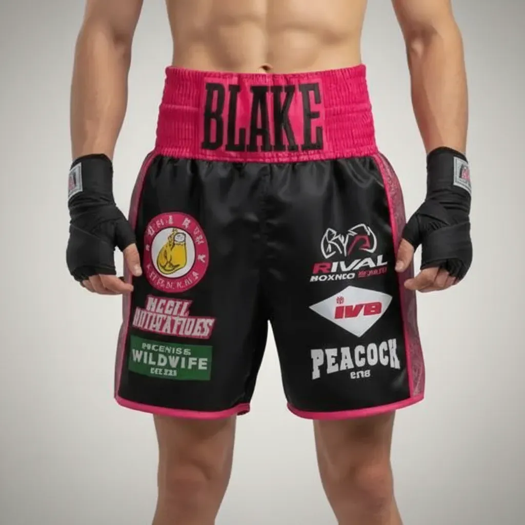 Side Stripe BX Black & Pink Blake B Custom Boxing Shorts & Trunks