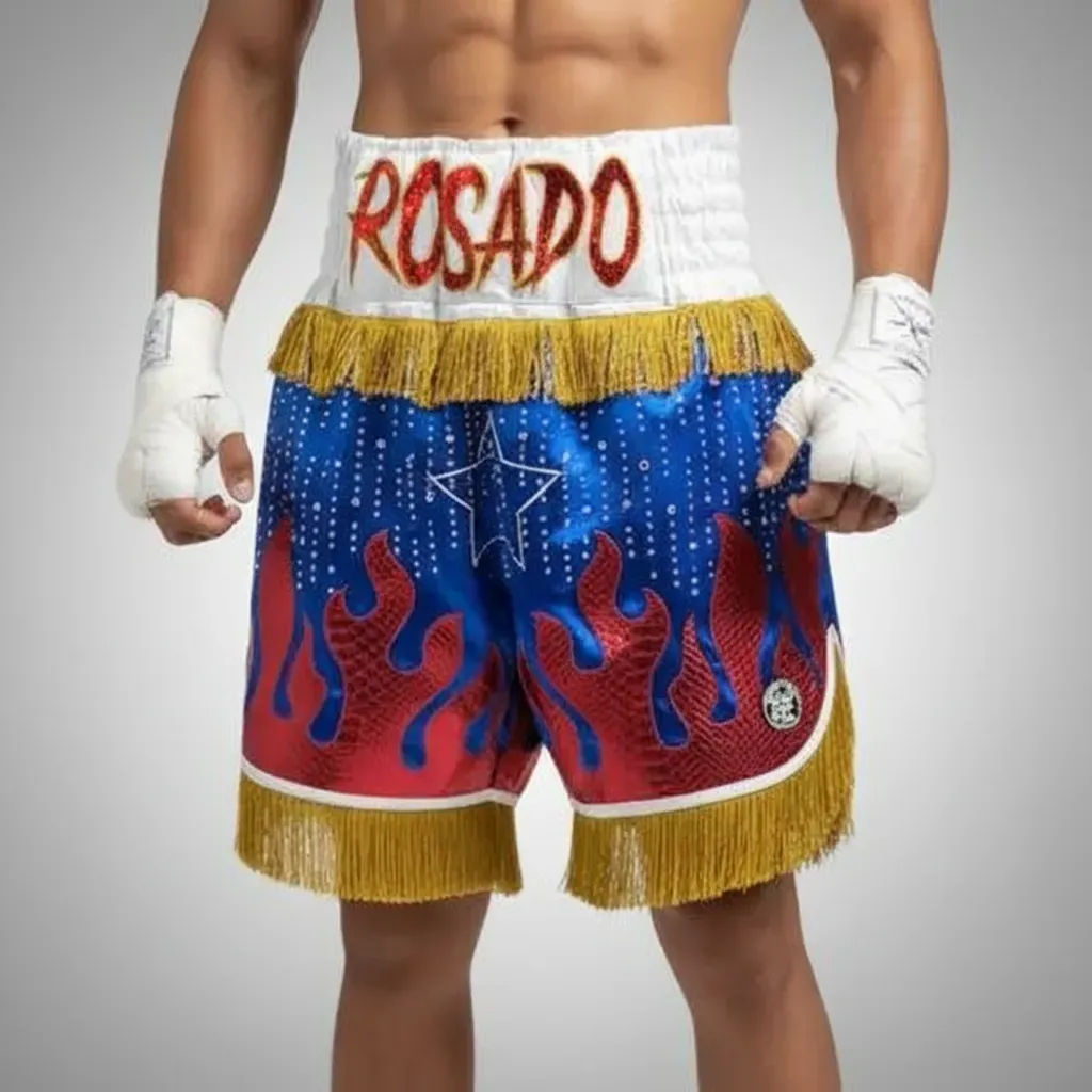 Fire BX Red & Blue Jordan B Custom Boxing Shorts & Trunks