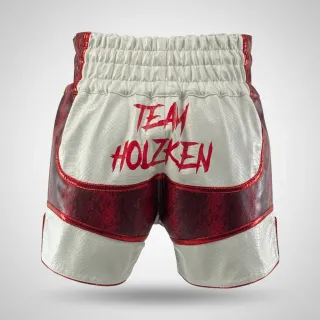 ENFORCER MTS 195384 White & Red Muay Thai Shorts