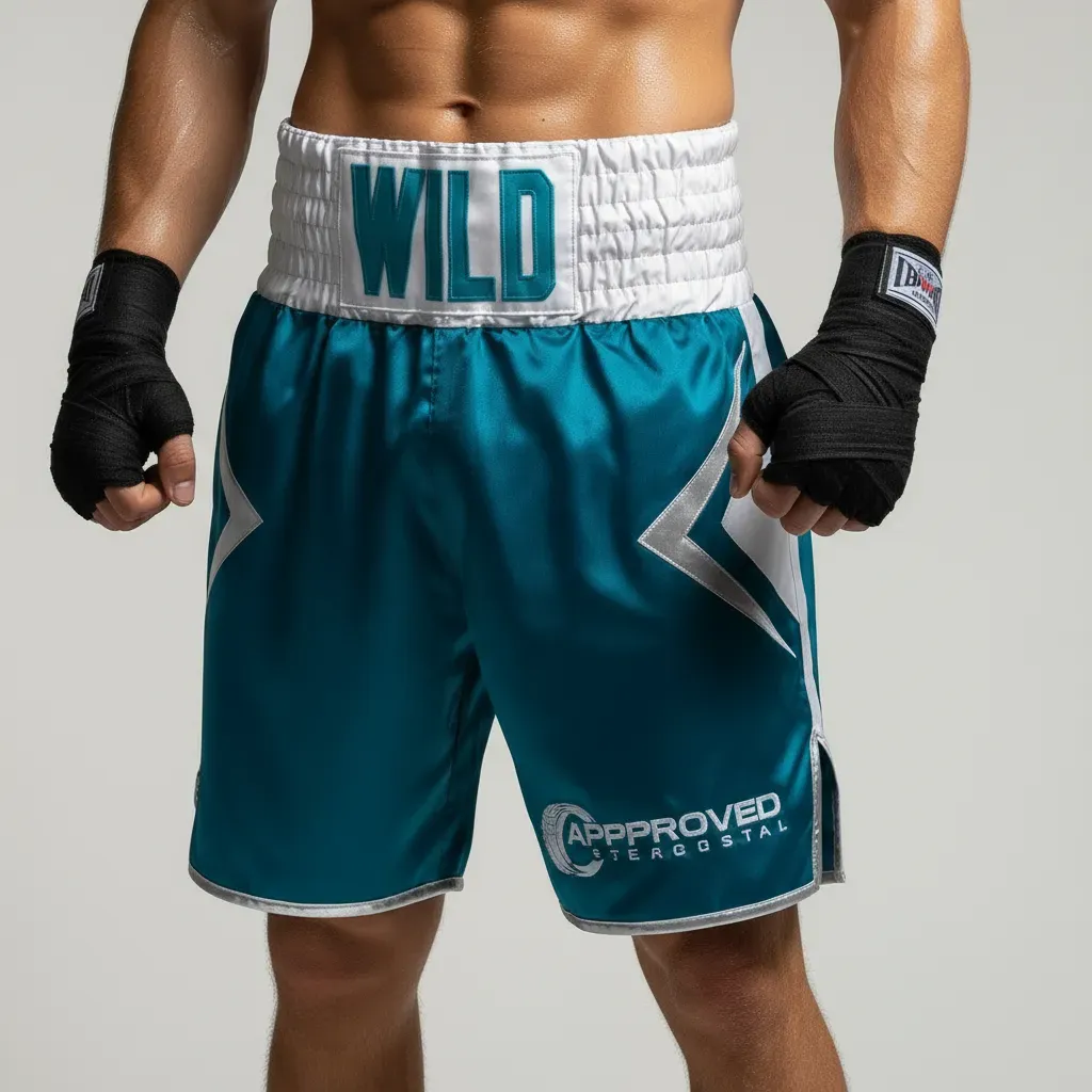 Chevron Bx Mid Blue & White Jake G Custom Boxing Shorts & Trunks