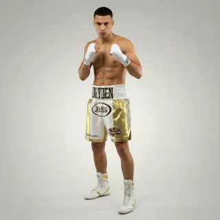 All Mayweather BX White & Gold Kyron D Custom Boxing Shorts & Trunks