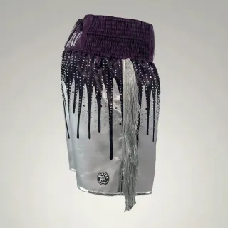 Cascade BX Silver & Aubergine Matthew M Custom Boxing Shorts & Trunks