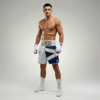 Scotland BX White & Blue Kyle H Custom Boxing Shorts & Trunks