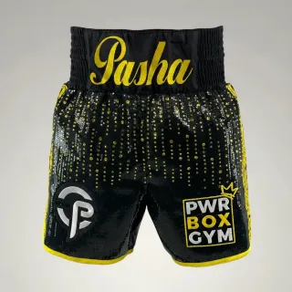 Royal BX Black & Gold Christiane M Custom Boxing Shorts & Trunks