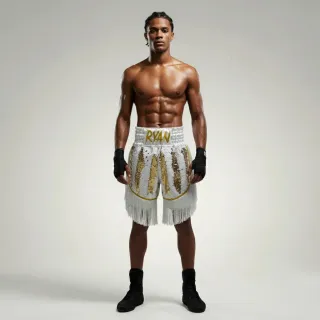 Lorenzo BX White & Gold Ryan S Custom Boxing Shorts & Trunks