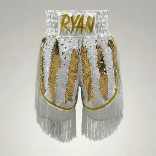 Lorenzo BX White & Gold Ryan S Custom Boxing Shorts & Trunks