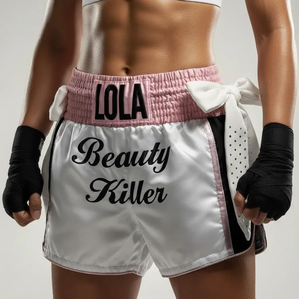 Side Stripe MTS White-Pink-Black 195567 Muay Thai Shorts