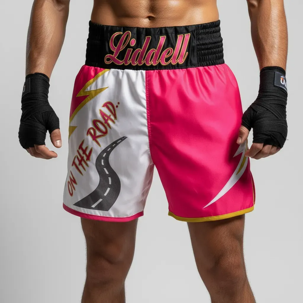 Lightning BX Pink & White Chris L Custom Boxing Shorts & Trunks