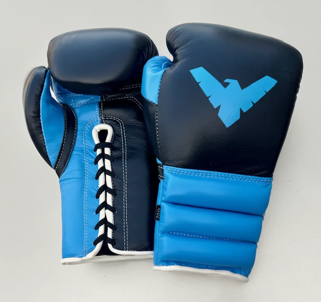 Gloves Laced / Ridged Light blue & Black Quinn D Boxing Gloves