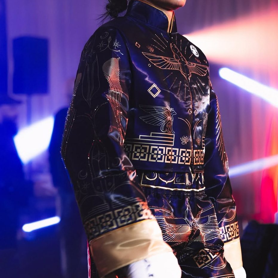 Egyptian Crop Top Navy Blue & Gold Mai S Jackets