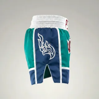Blue & Navy Blue Pierre B Muay Thai Shorts with Thin Waistband Triangle design