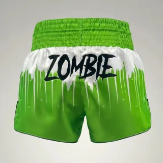 Lime & White Caroline B Muay Thai Shorts with thick waistband