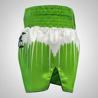 Lime & White Caroline B Muay Thai Shorts with thick waistband