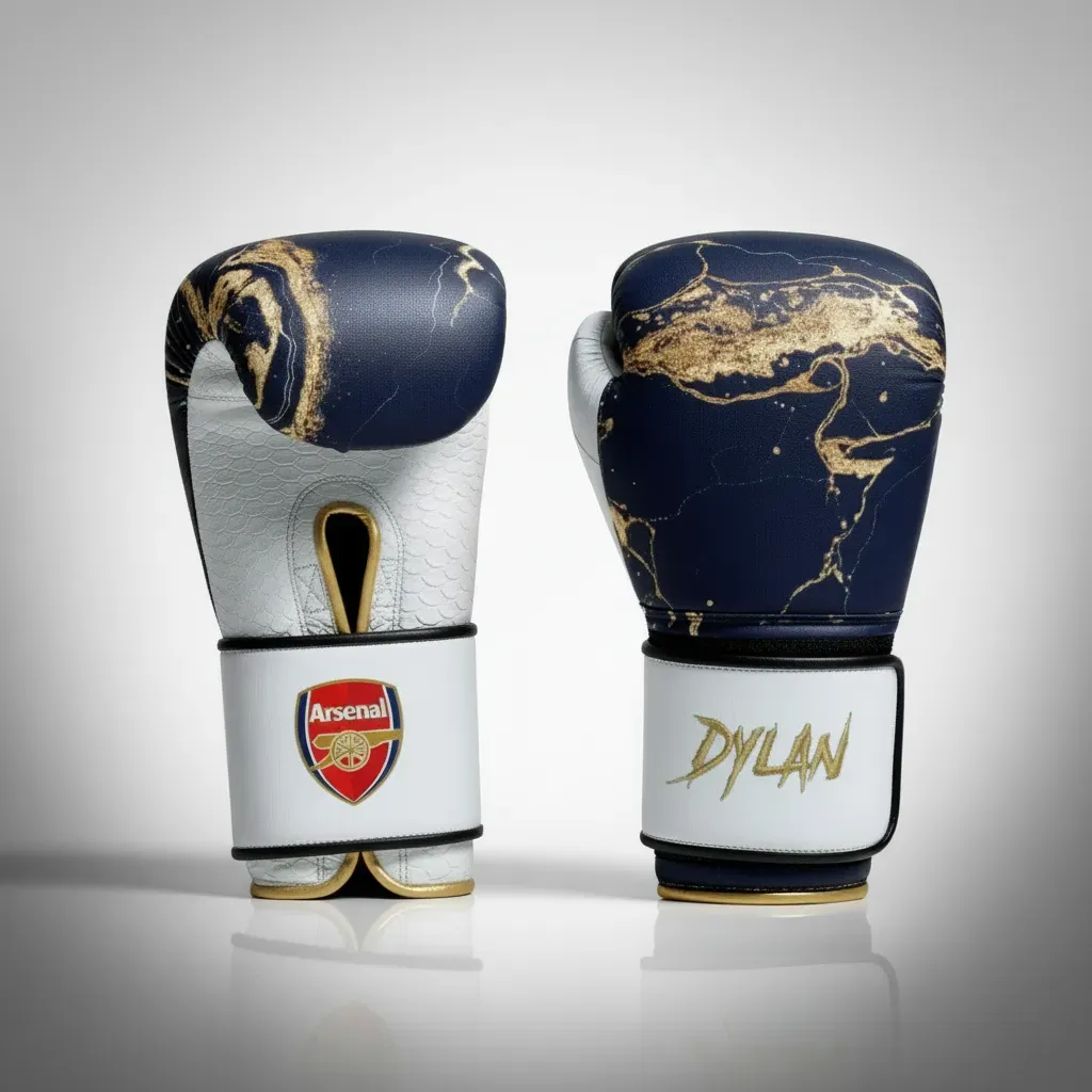 Gloves Classic Black gold marble & White Nathan L Boxing Gloves