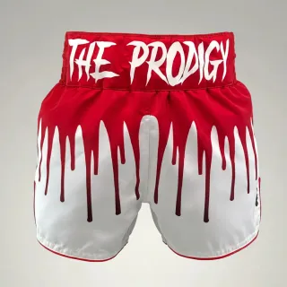 Red & White Jaxon M Muay Thai Shorts with Thick Waistband Arch