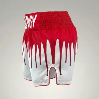 Red & White Jaxon M Muay Thai Shorts with Thick Waistband Arch