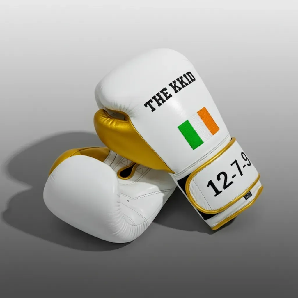 Gloves Classic White & Gold Luke C Boxing Gloves