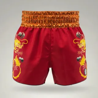 Red Leah W Muay Thai Shorts with thin waistband