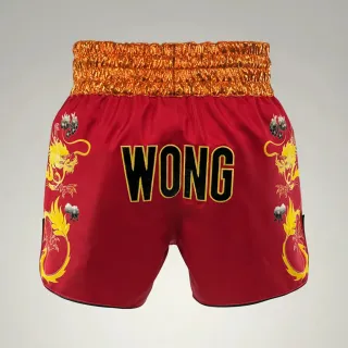 Red Leah W Muay Thai Shorts with thin waistband
