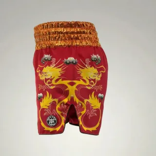 Red Leah W Muay Thai Shorts with thin waistband