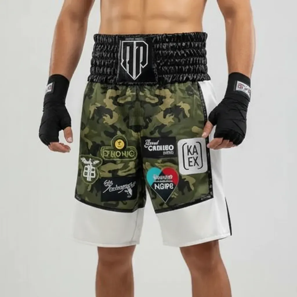BOMBER BX Green Camo  Angelo P Custom Boxing Shorts & Trunks