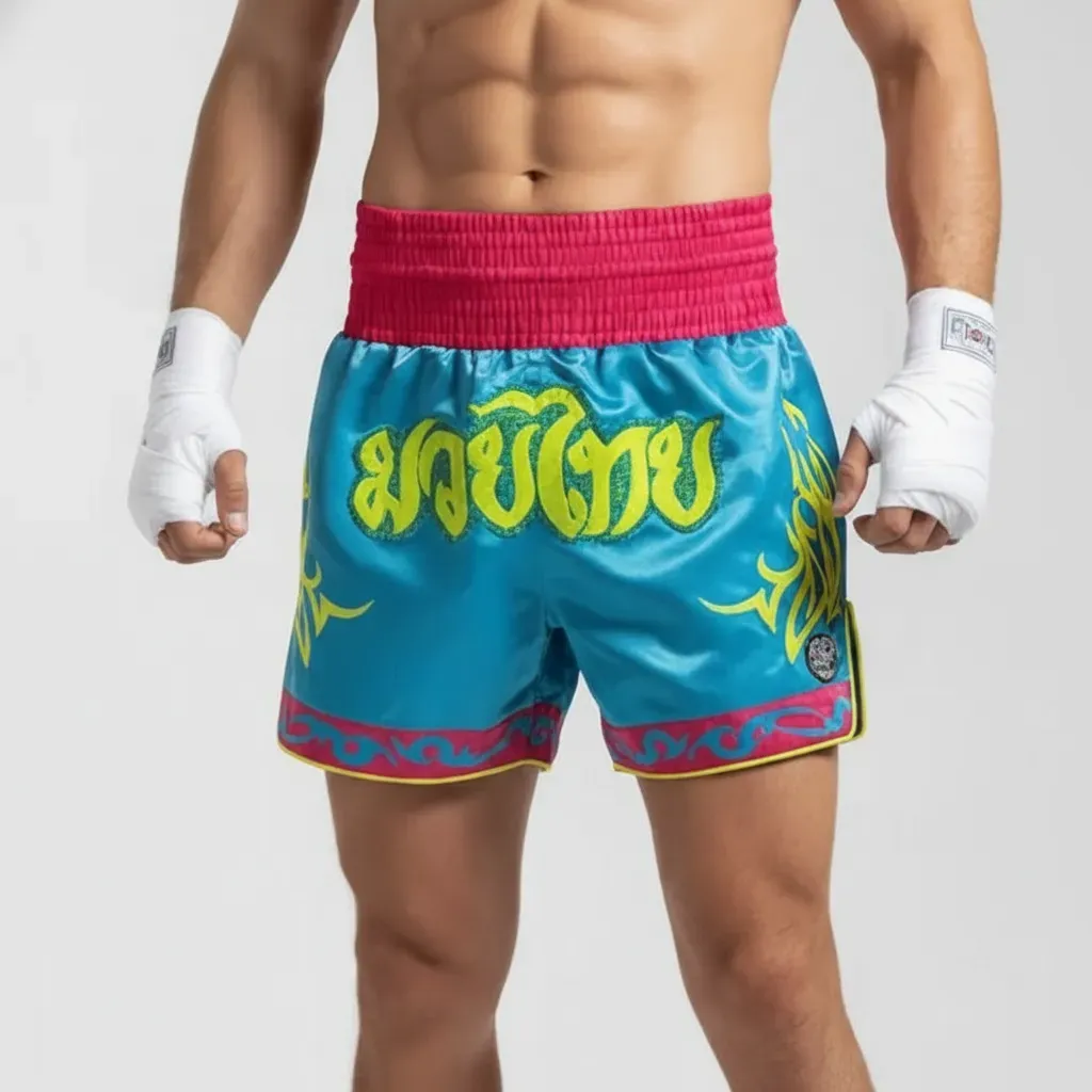 Razor  Light Blue & Pink  NIAMH S Muay Thai Shorts