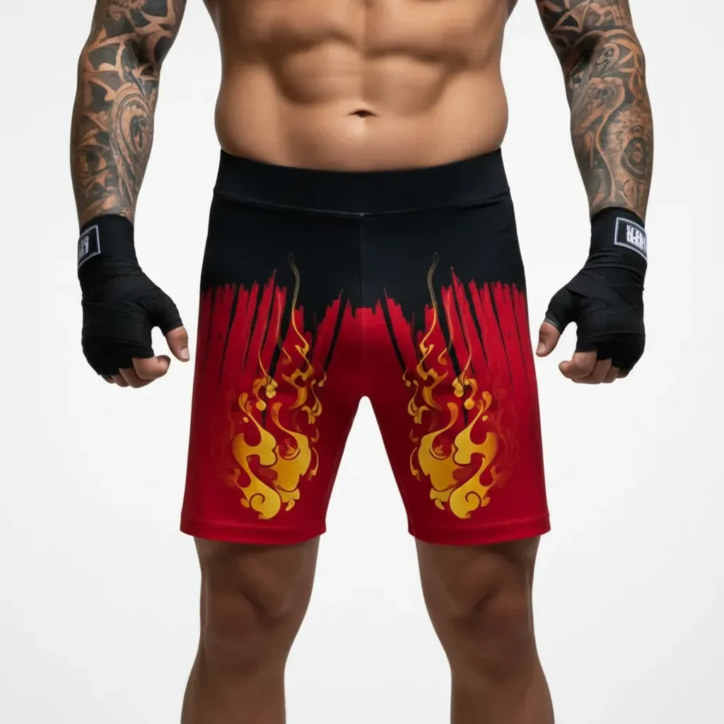 Shine bright Compression/ Vale Tudo shorts Red  Matilde E MMA Shorts