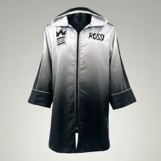 Stripe Zip Robe White & Black Daniel H Robes