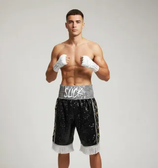 SOLDIER BX Black Trey F Custom Boxing Shorts & Trunks