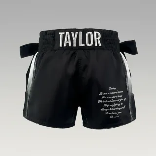 Black Jennifer S Muay Thai Shorts with Thick Waistband Arch design