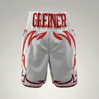 Blaze bx White & Red Gresham G Custom Boxing Shorts & Trunks