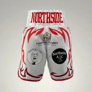 Blaze bx White & Red Gresham G Custom Boxing Shorts & Trunks