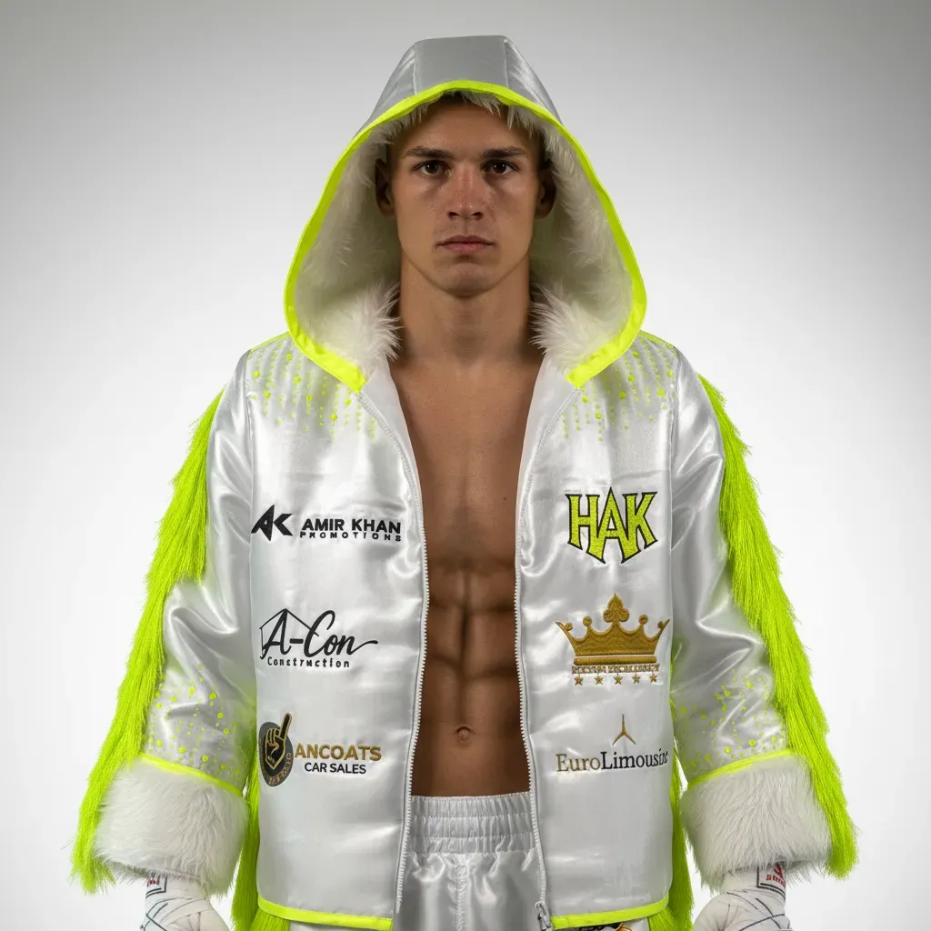 CLASSIC JKT White & Neon Green Haris A Jackets