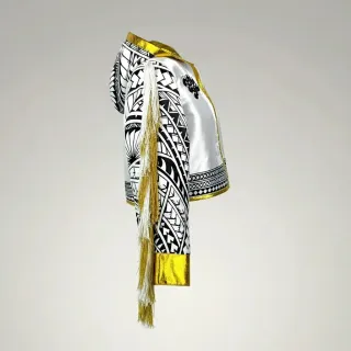 Tribal Crop top JKT white & Black & King gold Tai E Jackets