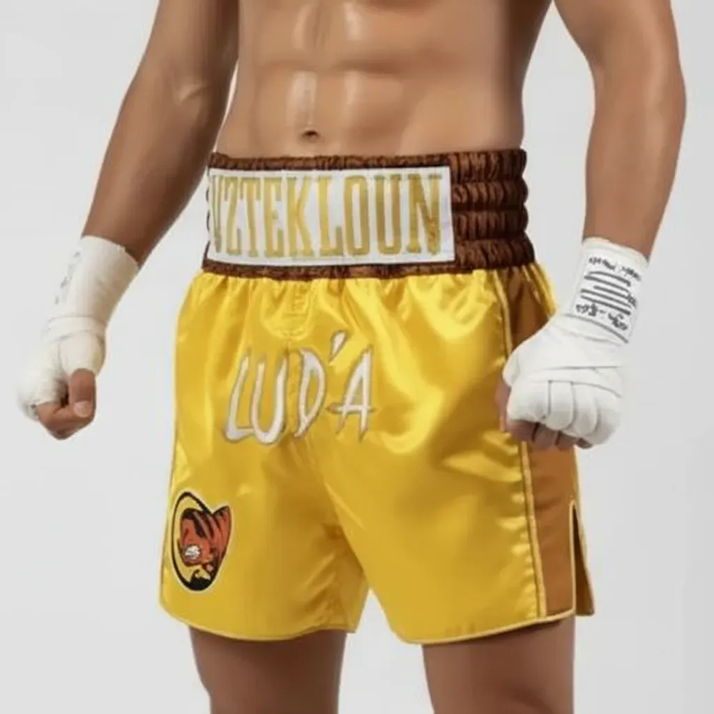 Side Stripe MTS Yellow Gold   Jean B Muay Thai Shorts