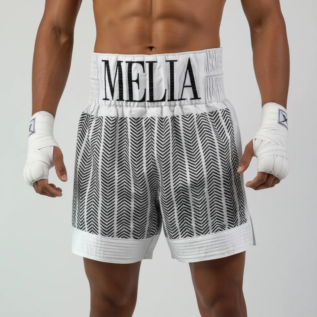 null White & Black Kim P. Custom Boxing Shorts & Trunks