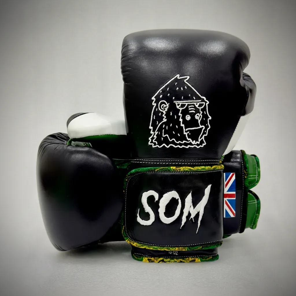 Quickfire Flex Classic Black & Green & White & Green marble Morgan B Boxing Gloves