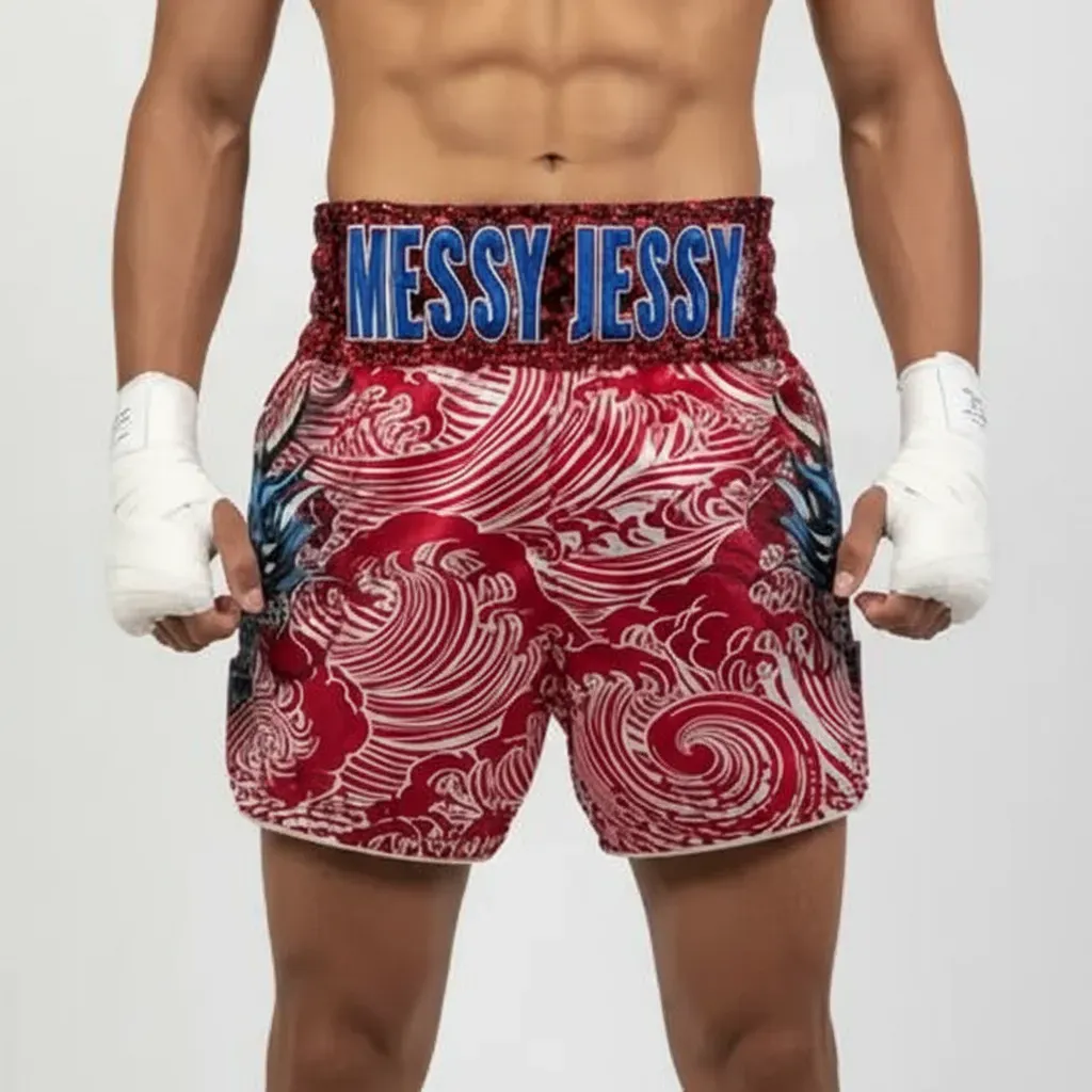 Tatsu Storm  Red   Zoe  C Muay Thai Shorts