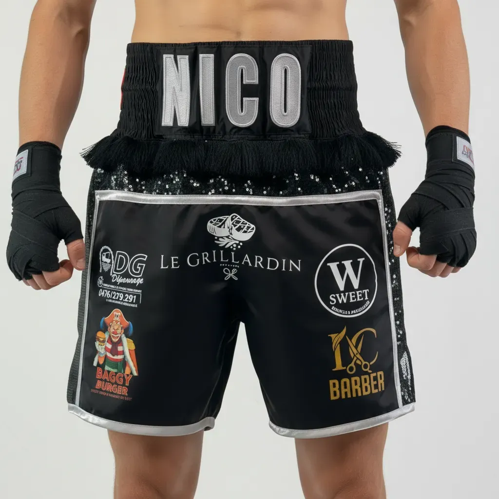 JOSHUA BX Black   Nicolas  F Custom Boxing Shorts & Trunks