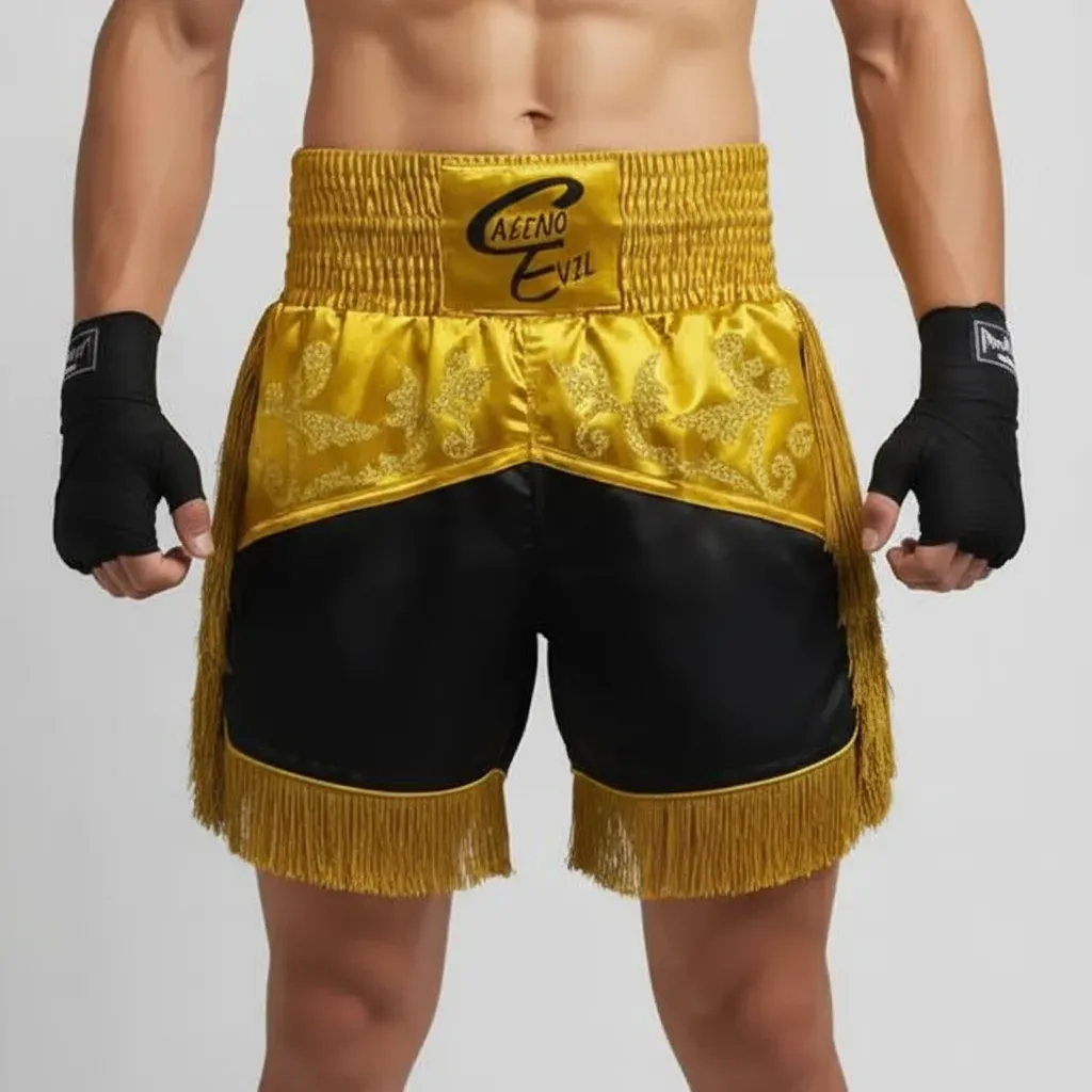 Wild West MTS Black & King Gold Michael C Muay Thai Shorts