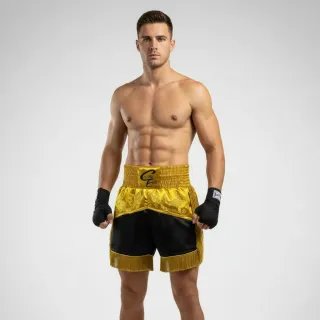 Black & King Gold Michael C Muay Thai Shorts with thick waistband