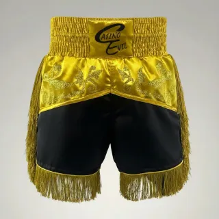 Black & King Gold Michael C Muay Thai Shorts with thick waistband
