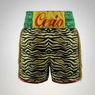 Classic BX Gold Tiger & Green Christa M Custom Boxing Shorts & Trunks