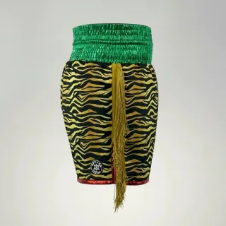 Classic BX Gold Tiger & Green Christa M Custom Boxing Shorts & Trunks